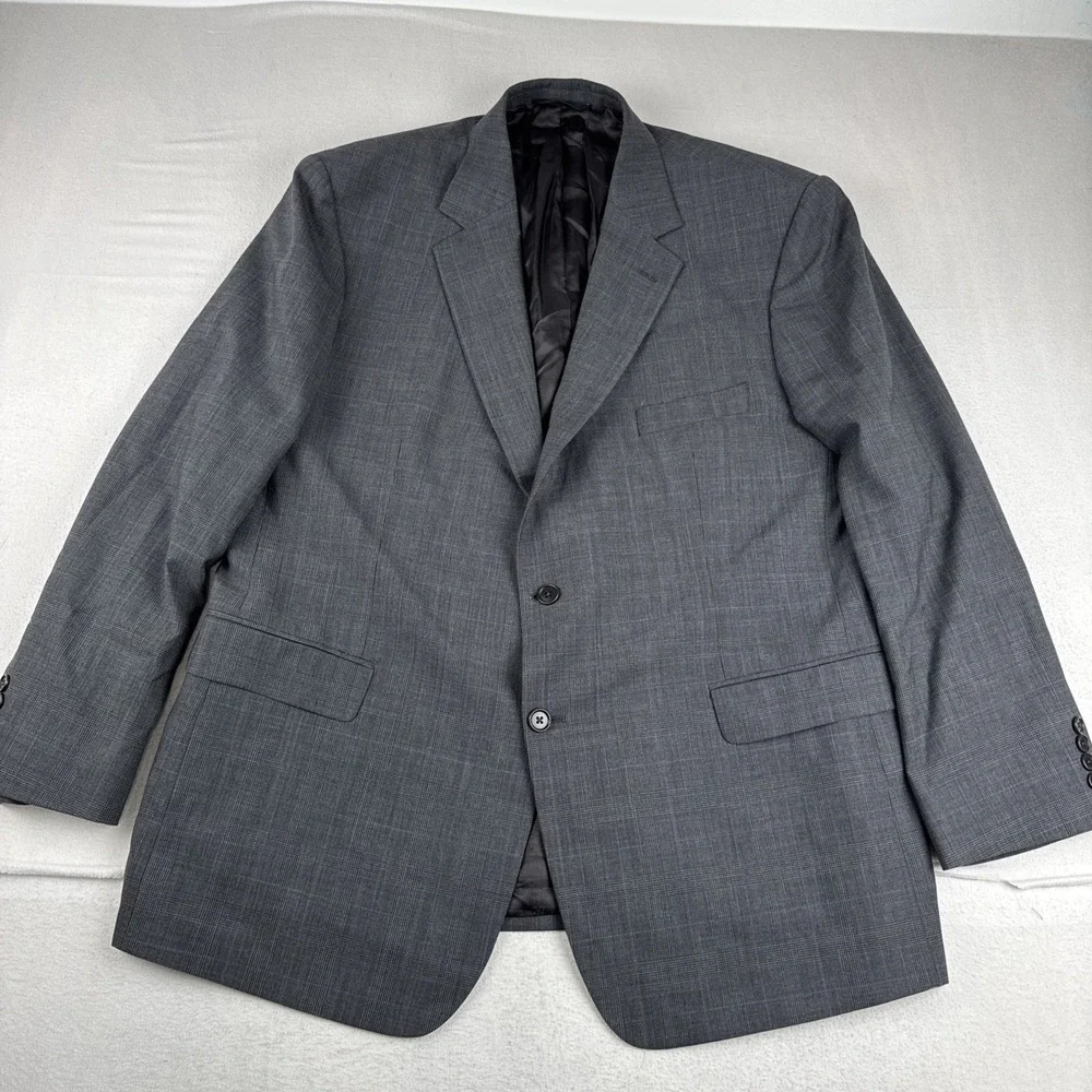 Brooks Brothers Stretch  2 Piece Gray Glen Plaid Suit 48R fits 36*30 Wool Blend